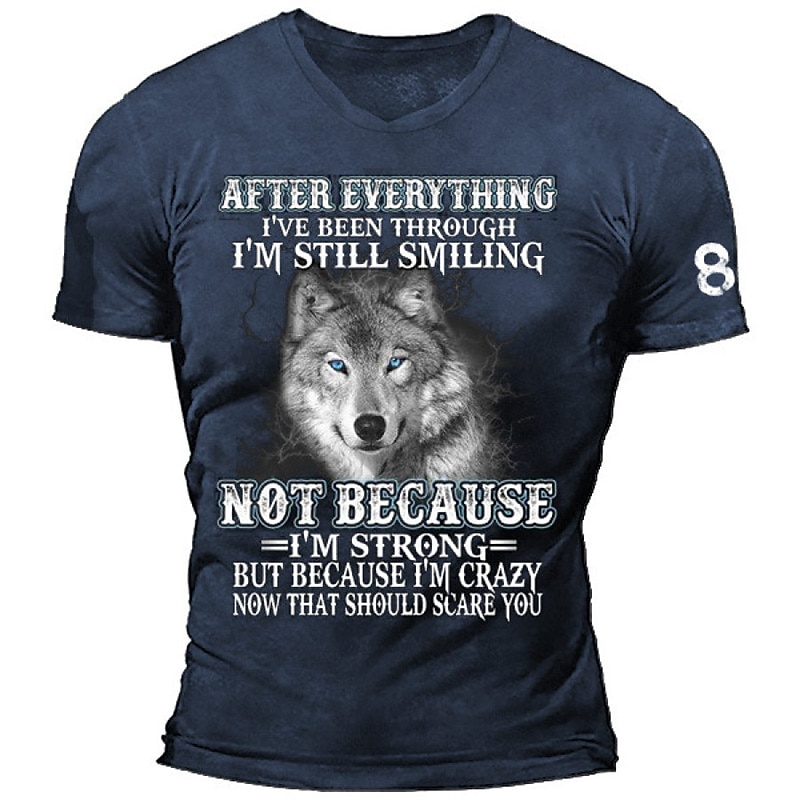 Men's Unisex Wolf Graphic Prints T Shirt Funny T Shirts Slogan T Shirts Short Sleeve T shirt 3D Print Crew Neck Shirt Sports Designer Classic Outdoor Street Daily Blue Summer Clothing Apparel S M L