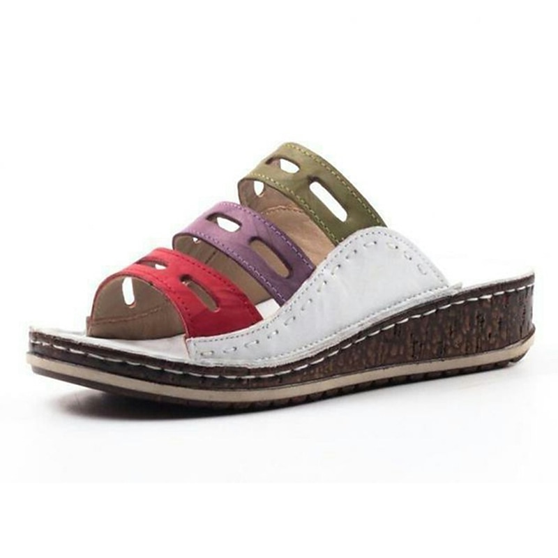 Colorful Women's Open-Toe Wedge Sandals with Cut-Out Design for Boho Summer and Casual Wear2