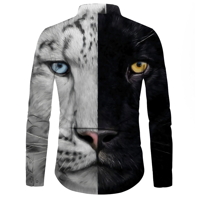 Men's Animal Leopard Shirt Button Up Shirt Long Sleeve Fashion Designer Casual Outdoor Casual Holiday Summer Spring Turndown Print Button-Down Black White Yellow Blue Brown2
