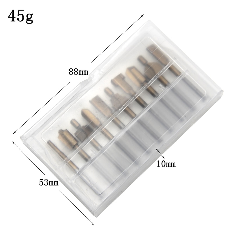 10PCS Titanium  Router Bits Set Mini Shank High Speed Steel Drill Bits Files Rotary For Woodden Cutter Tools4