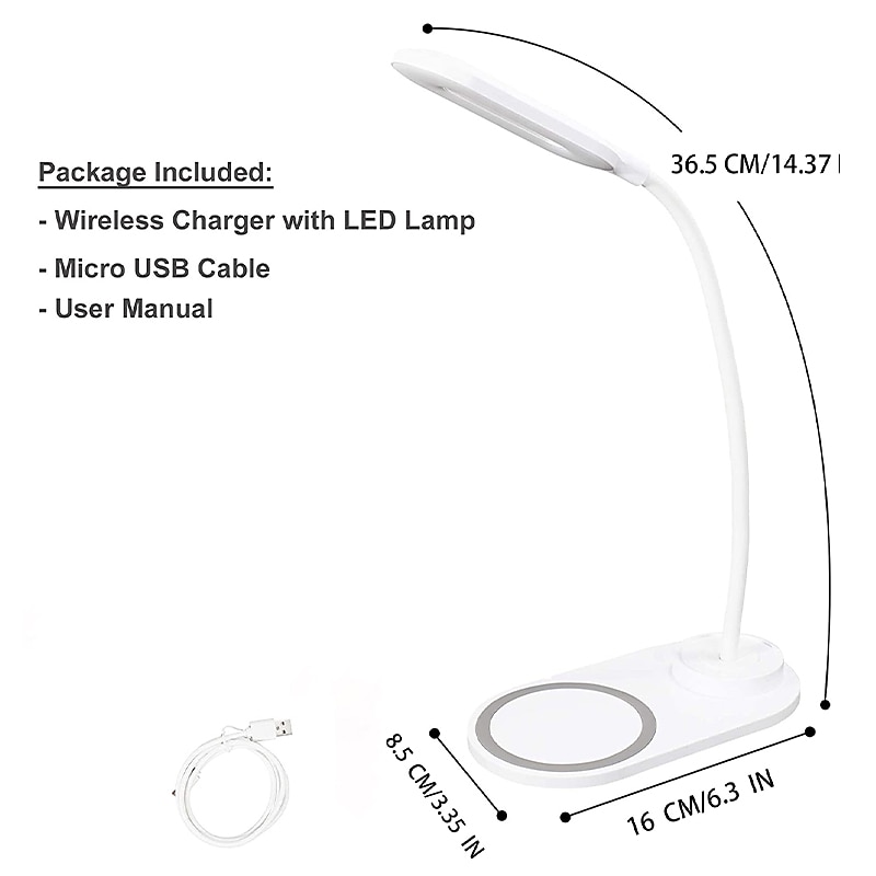 LED Table Lamp Wireless Charging for Samsung S20/S10/Note10 Fast Wireless Charger For iPhone 12 11Pro/Xr/Xs/8 Adjustable3