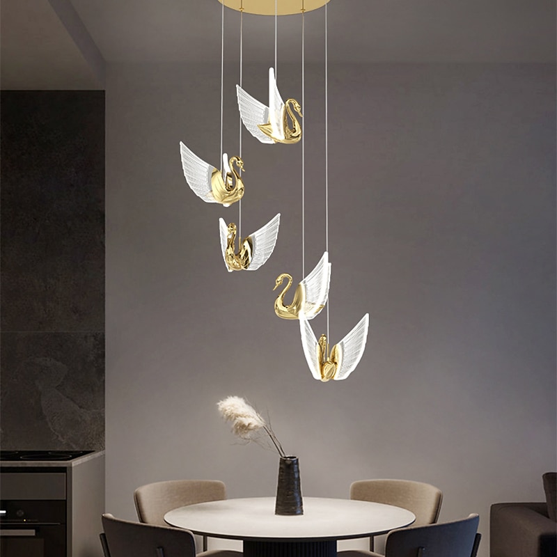 60cm Cluster Design Pendant Light LED Swan Design Metal Artistic Style Electroplated Contemporary Modern 220-240V