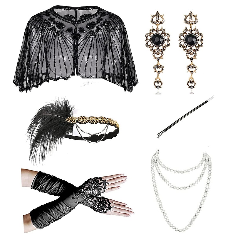 Retro Vintage 1920s Cloak Party Costume Fascinator Hat The Great Gatsby Charleston Wedding Guest Fancy Dress Women's Masquerade Party / Evening Wedding Reception Bachelorette Party Adults' Shawl