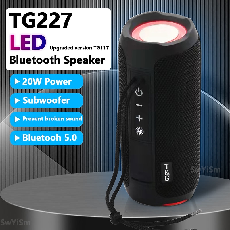 TG227 Portable Bluetooth Speaker Wireless Bass Subwoofer Waterproof Outdoor Column Boombox Music Center FM TFStereo Loudspeaker2