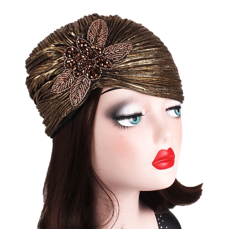 Retro Vintage Roaring 20s 1920s Ruffle Turban Hat Headwraps Charleston Wedding Guest Fancy Dress Women's Masquerade Casual Daily Wedding Reception Bachelorette Party Adults' Hat4