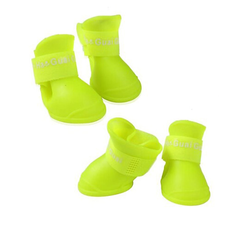 Dog Dog Boots / Dog Shoes Rain Boots Waterproof Cute Solid Color For Pets Rubber PVC Silicone Black4