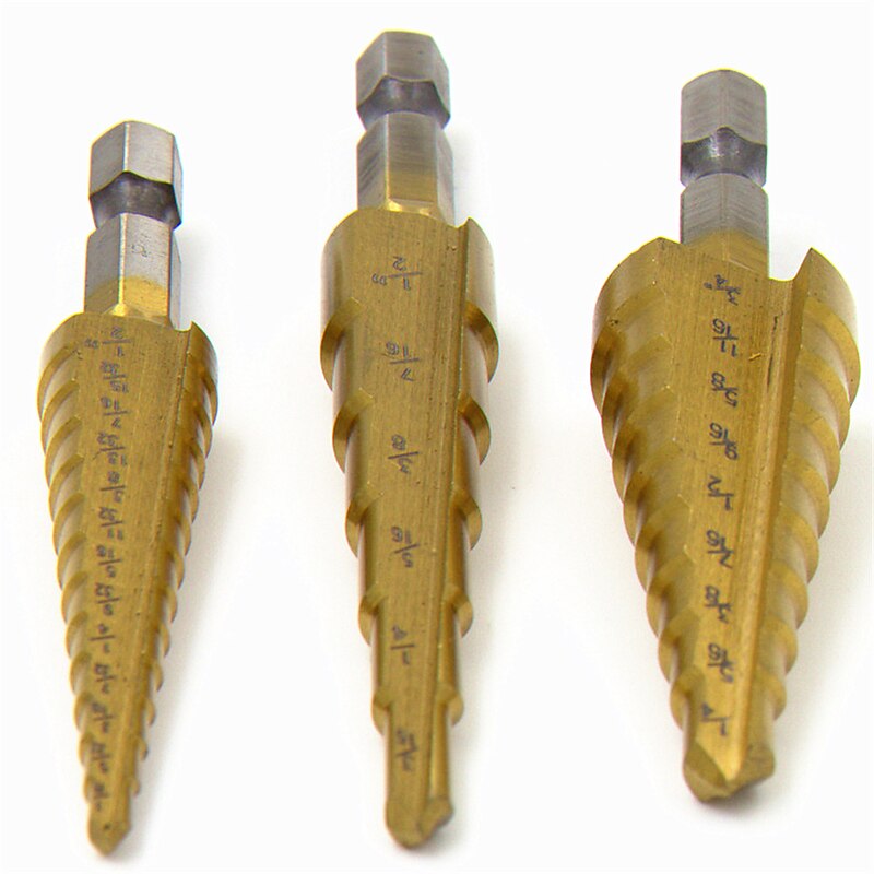 3pcs HSS Step Drill Hexagonal Straight Groove Metal Drilling Bit Multifunctional Tool Steel Plate Opener Step Drilling3