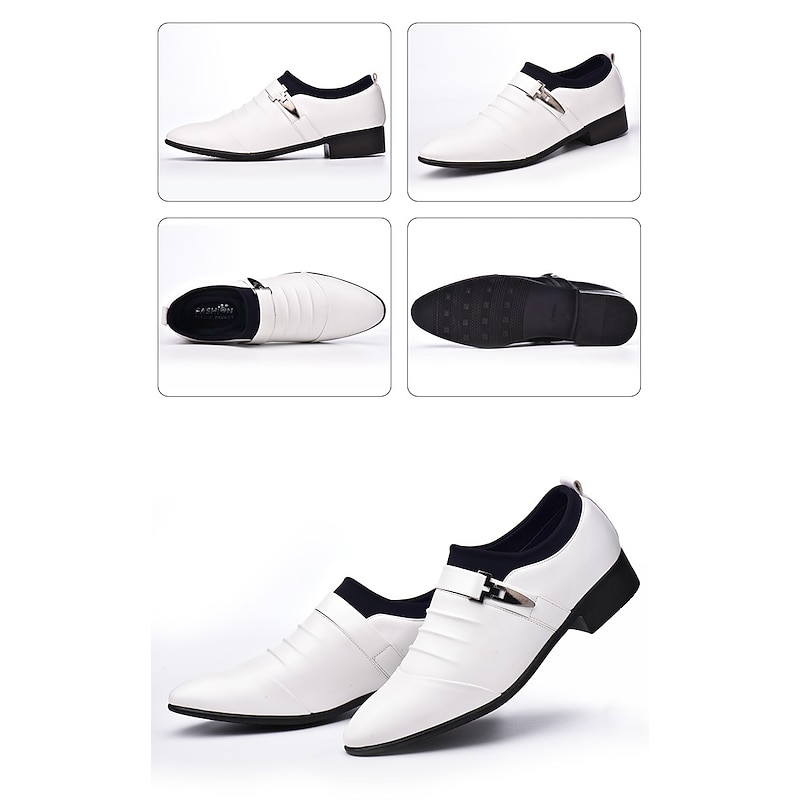 Men's Loafers & Slip-Ons Monk Shoes Plus Size Leather Loafers Walking Business Daily Office & Career PU Breathable Non-slipping Wear Proof Loafer Black White Brown Color Block Spring Fall4