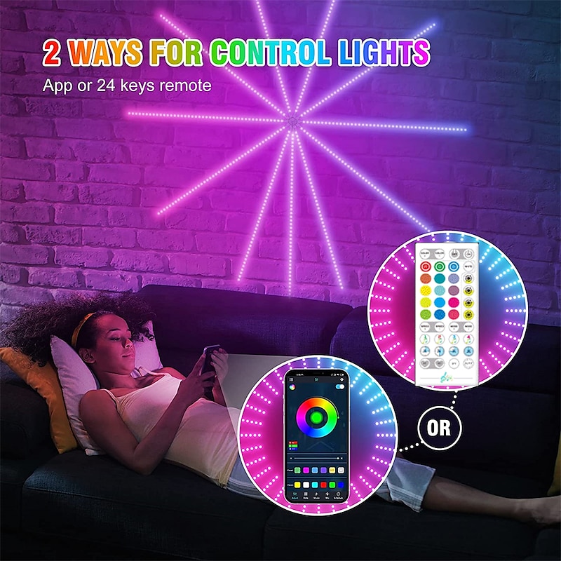 Starburst Fireworks LED Strip Lights Music Sync Dream Color Changing 5050 SMD APP Smart Control Christmas Party Holiday Decoration4
