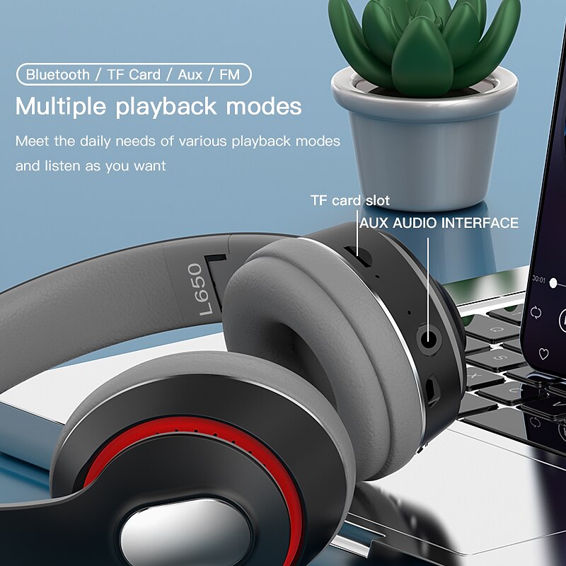 L650 Over-ear Headphone Bluetooth 5.1 Noise cancellation Stereo Surround HIFI Long Battery Life for Apple Samsung Huawei Xiaomi MI  Yoga Fitness Everyday Use Mobile Phone4