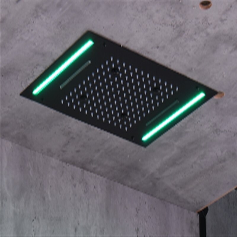 Shower Faucet,500*360 Matte Black Bathroom Faucet Rain Shower Complete with Multi-color LED Stainless Steel Shower Head Ceiling Mounted Ti-PVD Feature - Design / Rainfall Shower Head System4