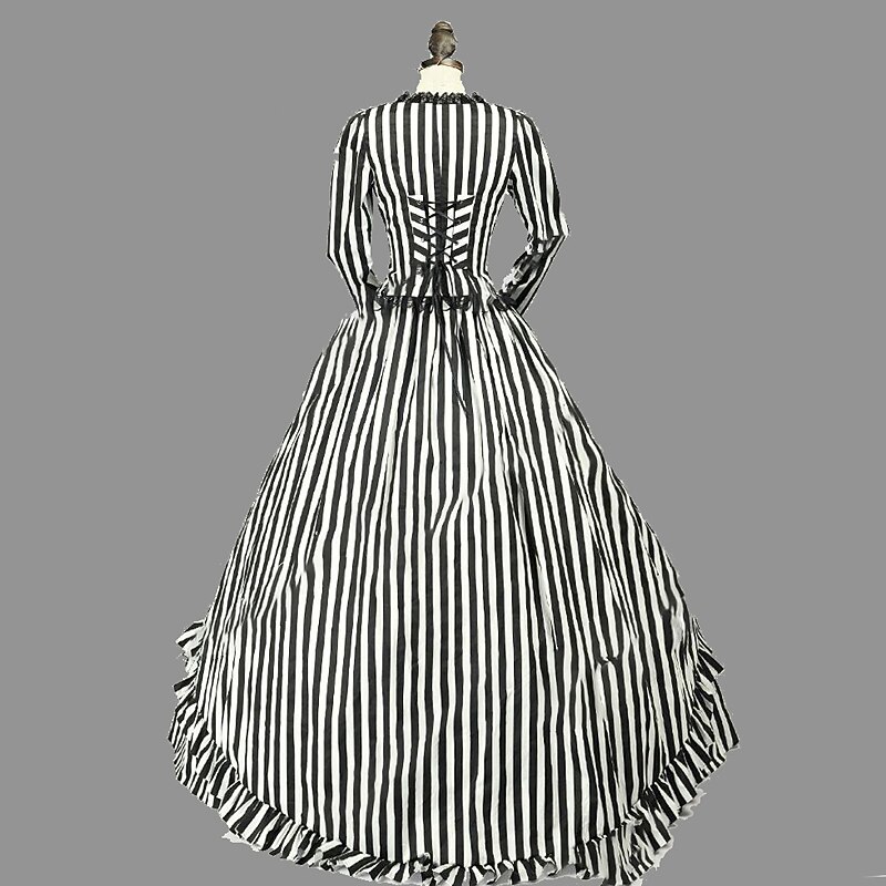 Retro Vintage Rococo 18th Century Dress Prom Dress Stripes Fancy Dress Women's Masquerade Party Casual Daily Carnival of Venice Adults Dress4