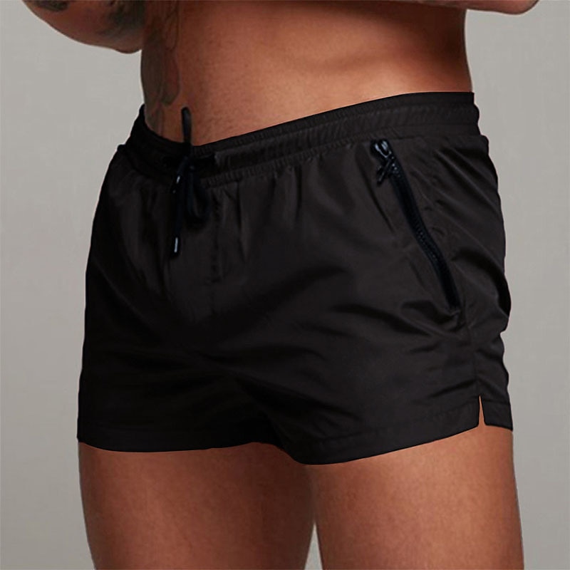Men's Athletic Shorts Workout Shorts Running Shorts Gym Shorts Pocket Drawstring with Mesh lining Solid Color Breathable Quick Dry Short Fitness Daily Wear Gym Sports Athleisure Black Army Green2