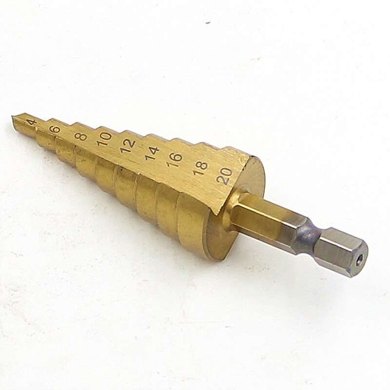 HSS Step Drill Bits 4mm-20mm Straight Flute Power Tools 1/4 Hex Shank Wholesale Price 9 Steps Metal Drilling Titanium
