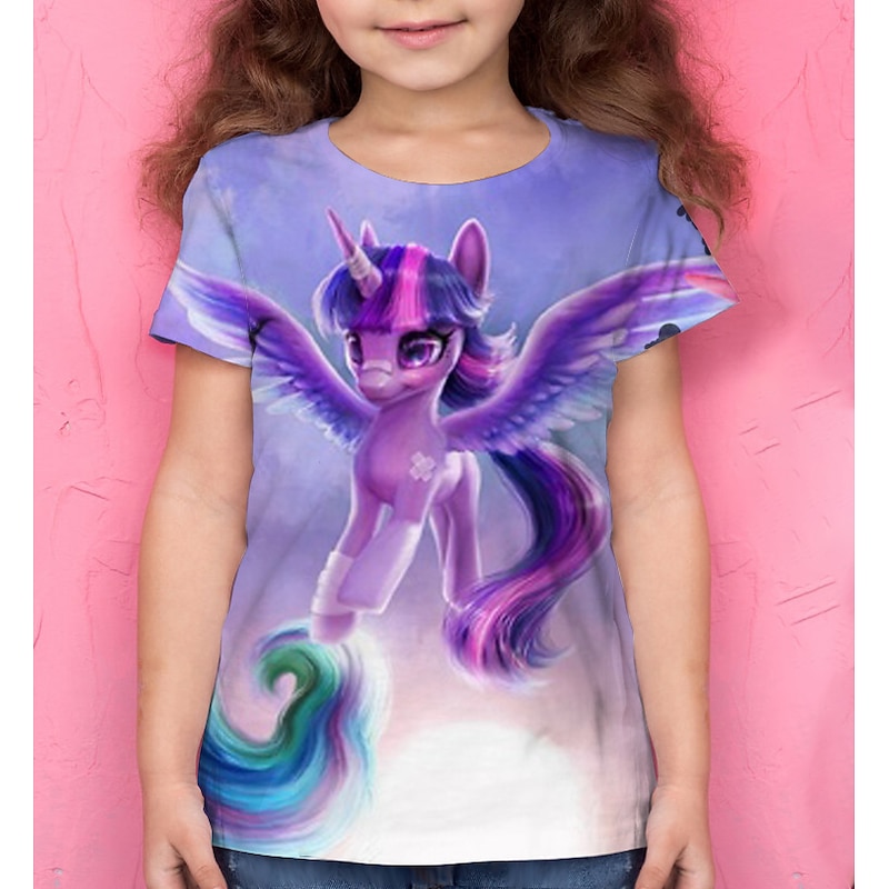 Girls' 3D Animal T shirt Tee Short Sleeve 3D Print Summer Active Polyester Kids 4-12 Years Daily Wear Regular Fit3