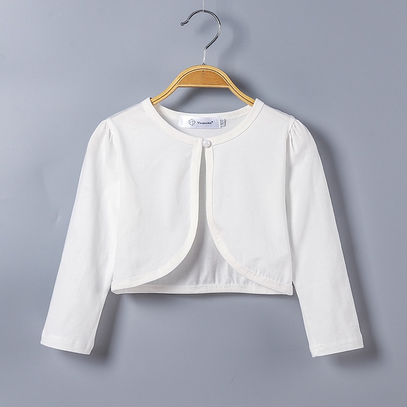 Girls' 3D Plain Coat Long Sleeve Summer Spring Active Cute Cotton Kids 2-12 Years Street Daily Regular Fit