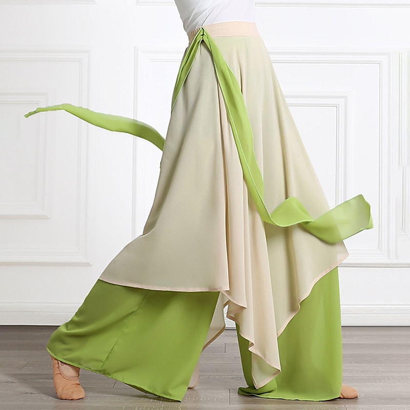 Dance Basic Women's Daily Bottoms Activewear Pants Sashes / Ribbons Ruching Splicing Women's Training Performance High Chiffon