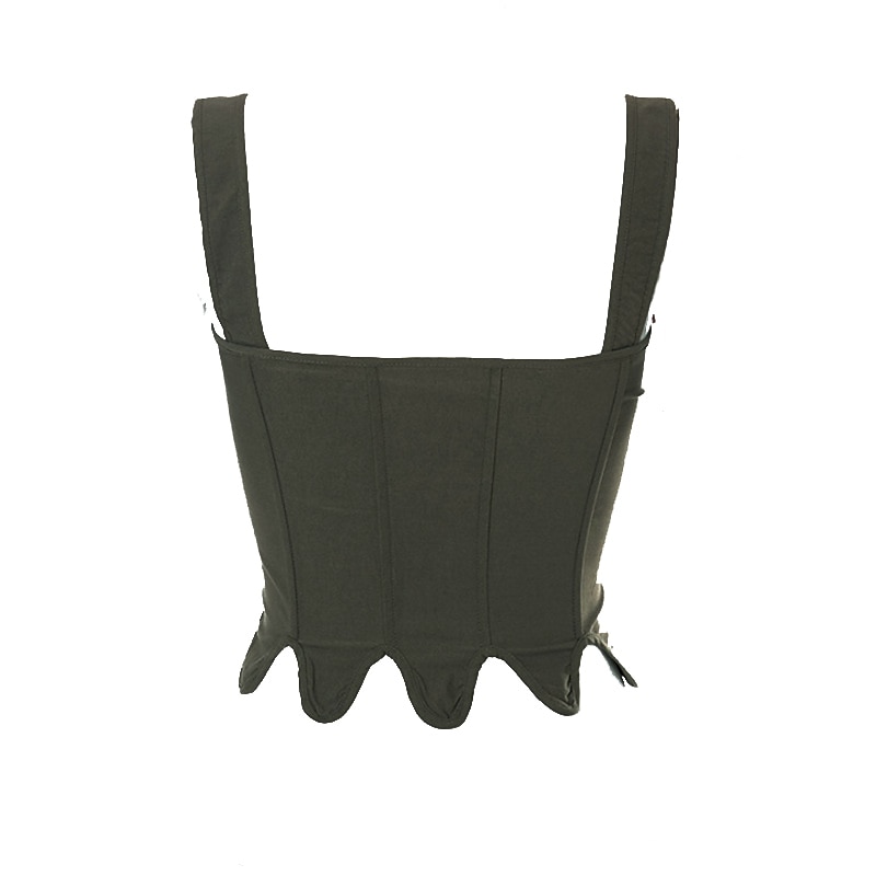 Corset Women's Corset Tops Simple Style Overbust Corset Backless Tummy Control Pure Color Lace Up Prom Party & Evening Club Spring Summer Army Green Khaki Home Outfits3