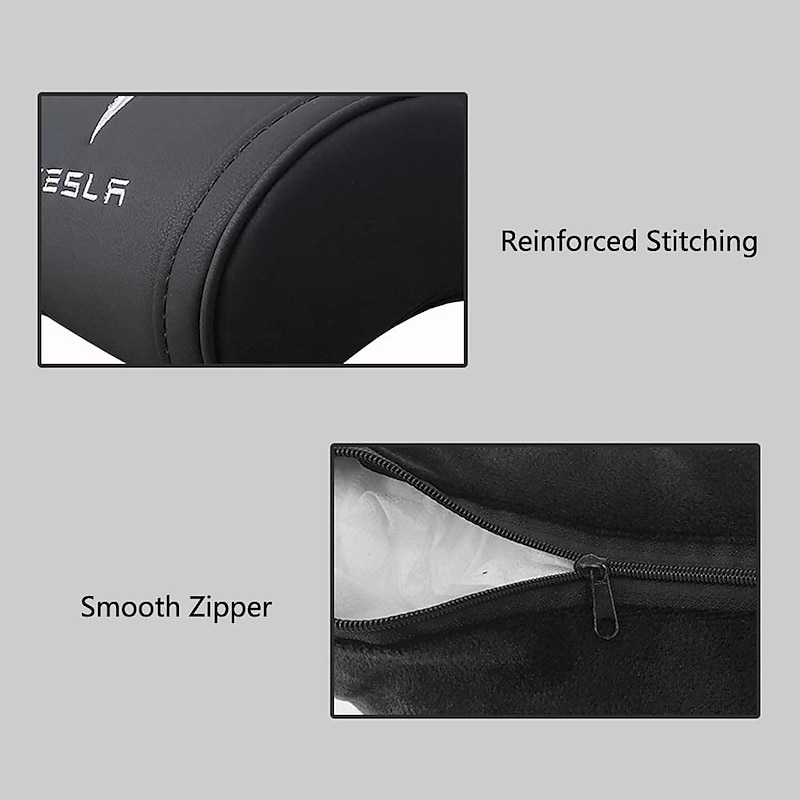 StarFire 1 Pack Genuine Leather Hanging Car Seat Pillow Neck Support Headrest for Tesla 3 S X Y Models Black Red Coffee Colors Optional2