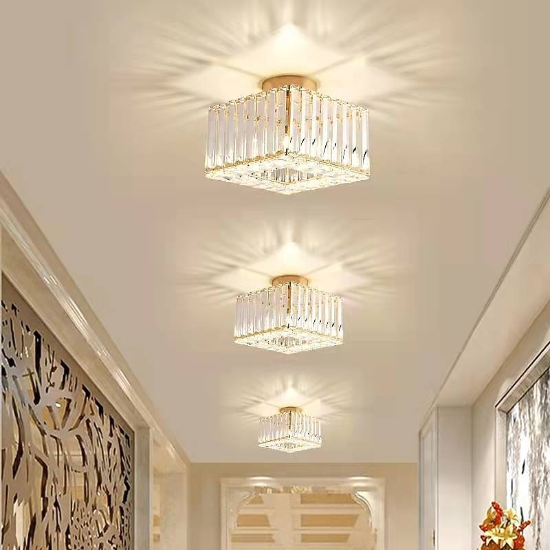 23cm Ceiling Lights LED Crystal Hallway Light Porch Light Square Metal Electroplated Modern 220-240V4