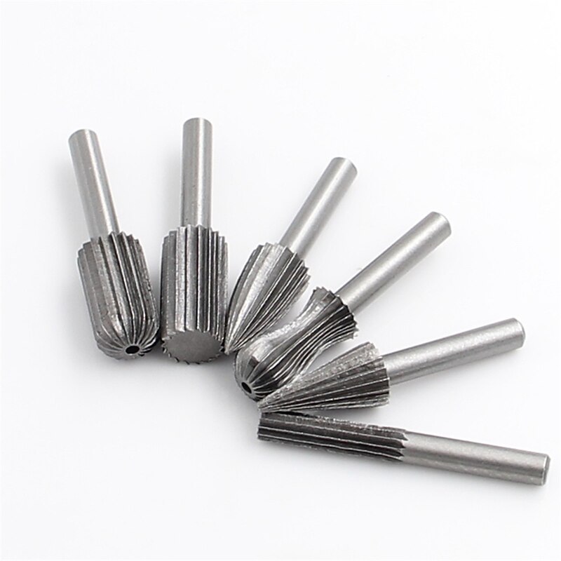 6pcs 6mm Round Shank Tungsten Steel Rotary Burrs Cutter Engraving Grinding Bit For Rotary Tools Woodworking DIY3