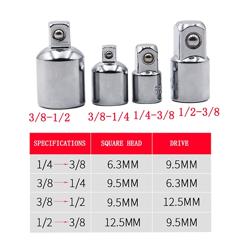 1/4 3/8 1/2  Sleeve Adapter Converter Drive Socket Wrench Adapter Wrench-sleeve Joint Converter Hand Tools3
