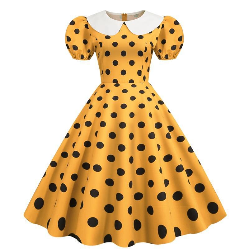 1950s Vacation Dress Cocktail Dress Dress Masquerade Flare Dress Polka Dot Fancy Dress Women's Masquerade Party / Evening Bachelorette Party Adults' Dress Homecoming Dresses4
