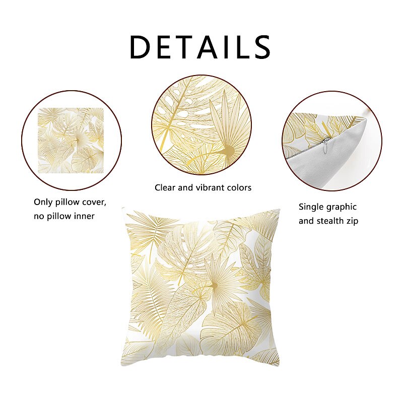 1 pcs Velvet Pillow Cover, Floral Floral&Plants Classic Pastoral Square Traditional Classic Outdoor Cushion for Sofa Couch Bed Chair Golden4