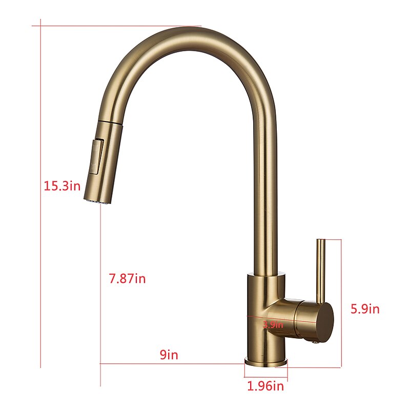 Kitchen Faucet with Pull-out Spray,Single Handle One Hole 2-modes Brass Kitchen Taps4