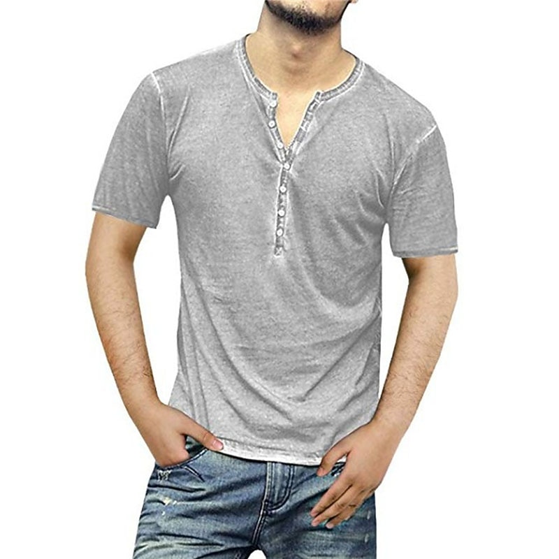Men's Button T Shirt T Shirt Henley Shirt Short Sleeve Henley Summer Plain Fashion Lightweight Comfortable Button-Down Vacation Casual Holiday Wine Blue Green Top Tee for Men3