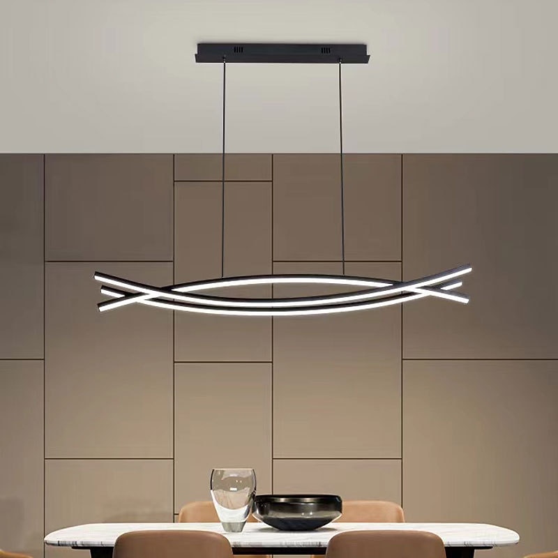 100 cm LED Pendant Light Line Design Metal Artistic Style Modern Chandelier Modern Simple Nordic Minimalist Light Luxury Restaurant Long Bar Table Dining Room 110-120V 220-240V2