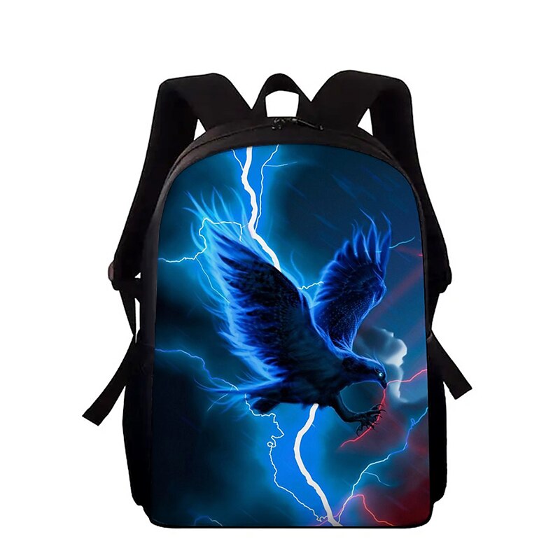 Electric Red Hawk Backpack for Teens – Fierce Lightning Bird Print School Bag for Boys and Girls, Large Capacity2