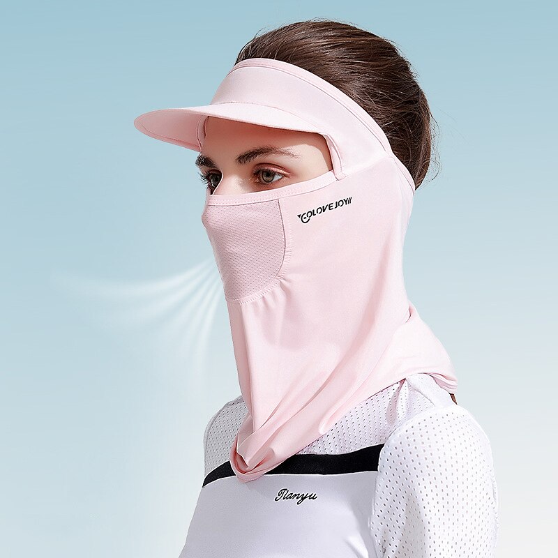 sunscreen mask headscarf women's outdoor golf sports sun hats cover the whole face, neck protection, uv protection ice silk veil3