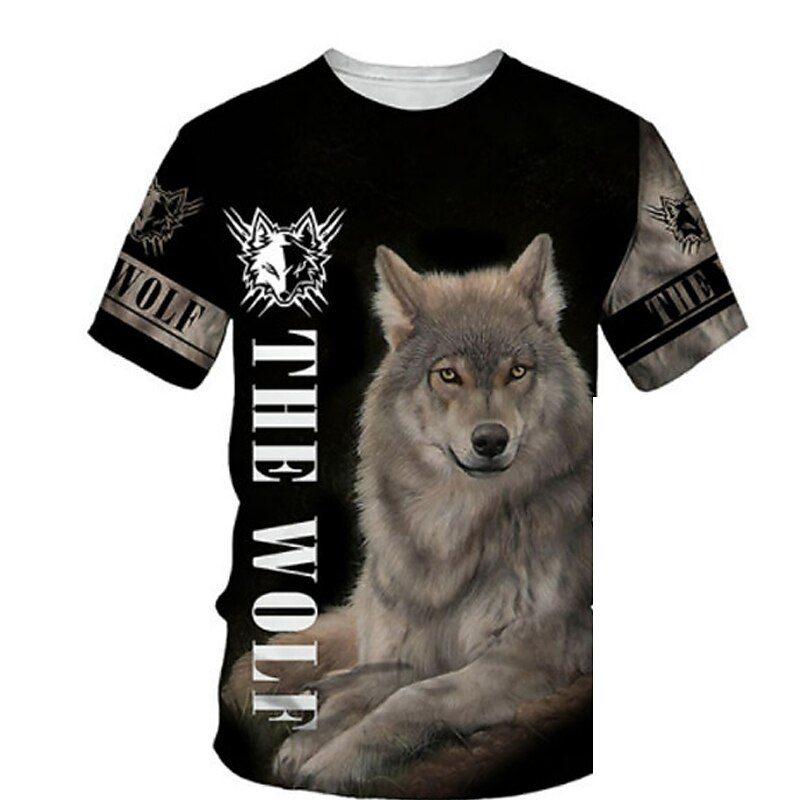 Boys 3D Animal Wolf T-shirt & Shorts Clothing Set Short Sleeve Summer Spring Sports Fashion Cool Kids 3-13 Years Outdoor Vacation Street Regular Fit4