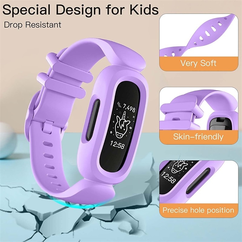 5 PCS Bands Compatible with Fitbit Ace 3 for Kids Soft TPE Adjustable Waterproof Sports Bracelet Strap for Fitbit Ace 3 Girls Boys2