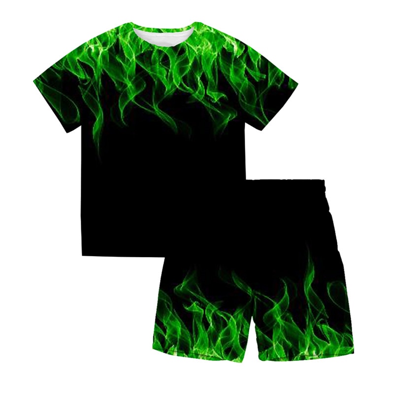 Boys 3D Graphic T-shirt & Shorts Clothing Set Short Sleeve Summer Spring Sports Fashion Cool Kids 3-13 Years Outdoor Vacation Street Regular Fit2