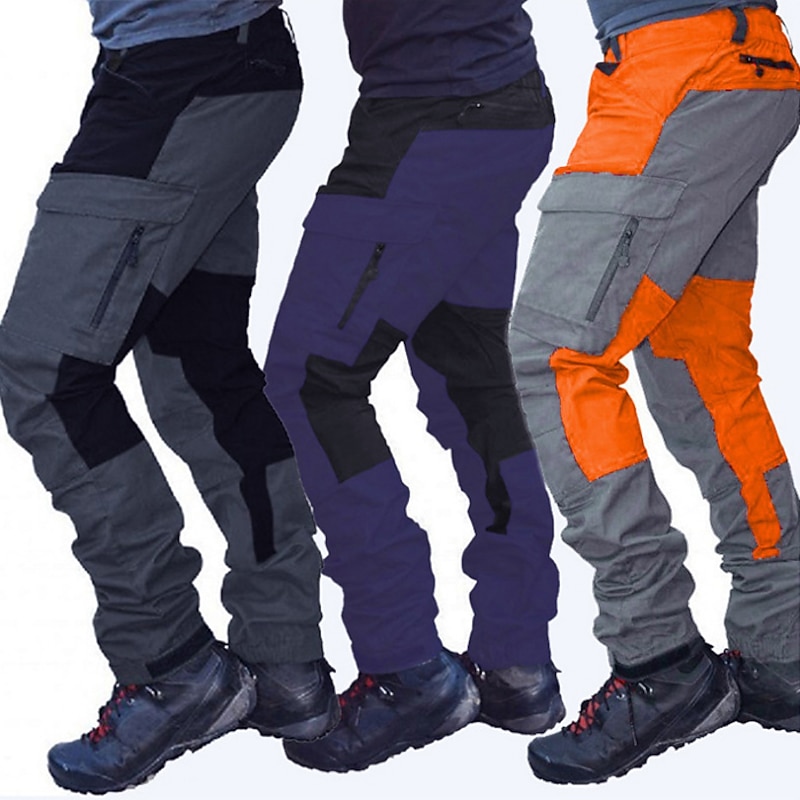 Men's Cargo Pants Work Pants Track Pants Streetwear Color Block Spring Outdoor Ripstop Multi Pockets Sweat wicking Comfortable Bottoms 6 Pockets Zipper Pocket Black Dark Navy Cotton Work Fishing3