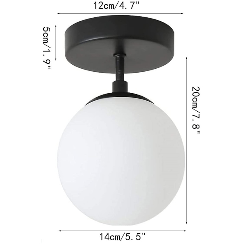 LED Flush Mount Ceiling Light Glass Globe 1-Light Black Hallway Ceiling Lamp Minimalist Design Vintage Ceiling Light Fixtures for Bedroom Living Room Foyer Kitchen (1 Pack)4