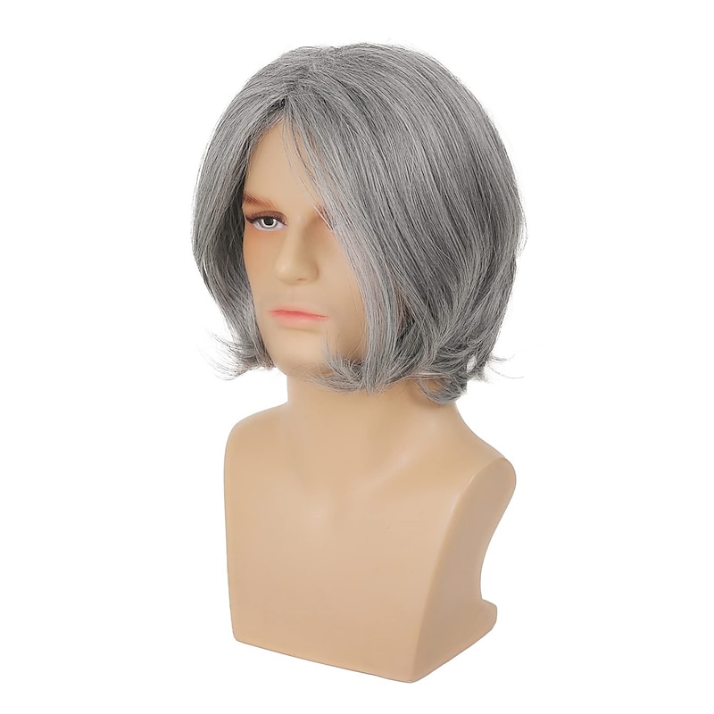 Mens Grey Wig Short Gray Wig Side Part Synthetic Hair Replacement Wig for Daily Party Costume Halloween4