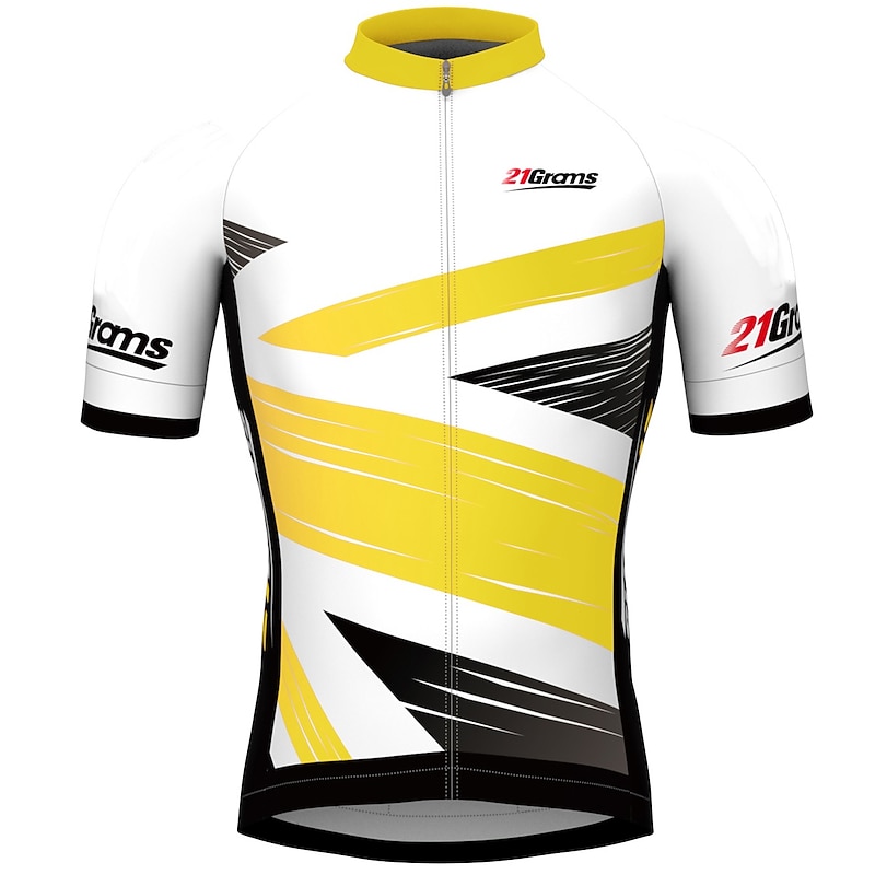 Men's Cycling Jersey Geometric Geometry UK Short Sleeve Bike Jersey Top with 3 Rear Pockets Mountain Bike MTB Road Bike Cycling Quick Dry Reflective Strips Back Pocket Moisture Wicking Sports Yellow 16