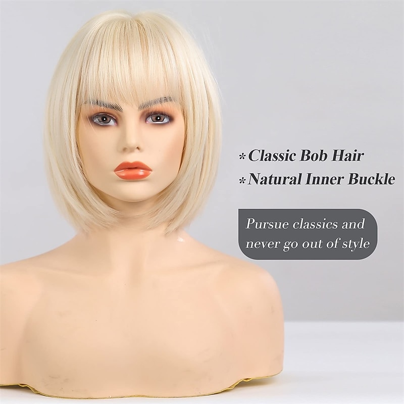 Blonde Curly Wigs for Women Long Synthetic Hair Wig with Bangs Middle Parting for Daily Use and Party Bob Wigs2