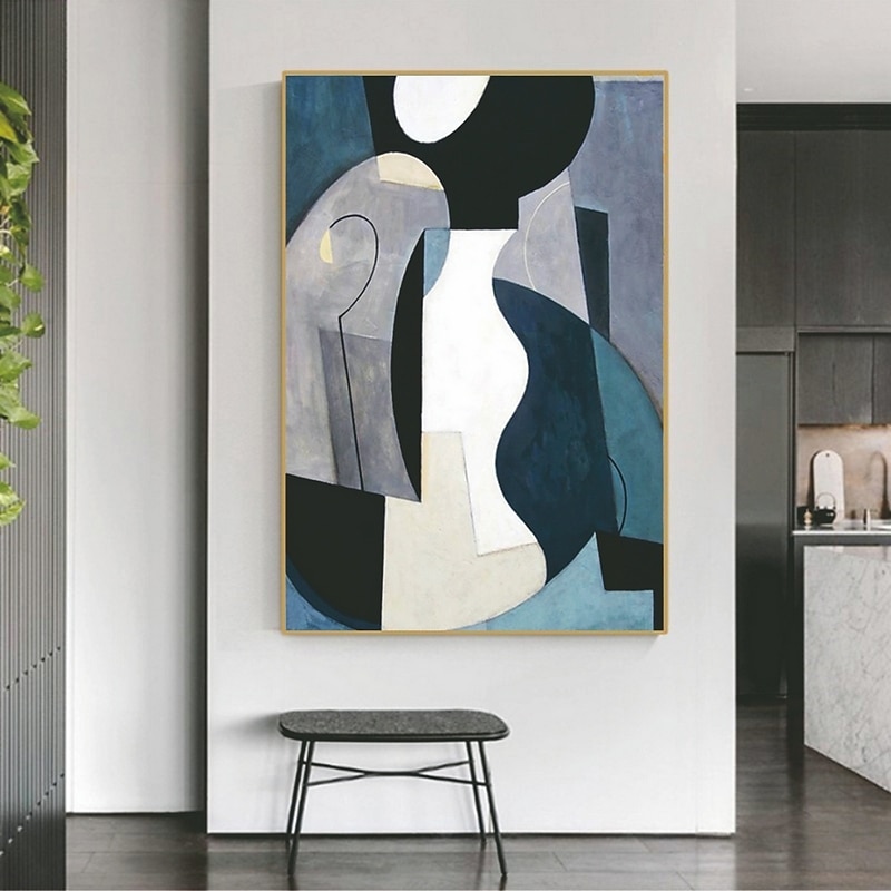 Handmade Hand Painted Oil Painting Wall Art Blue Mordern Abstract Home Decoration Decor Rolled Canvas No Frame Unstretched