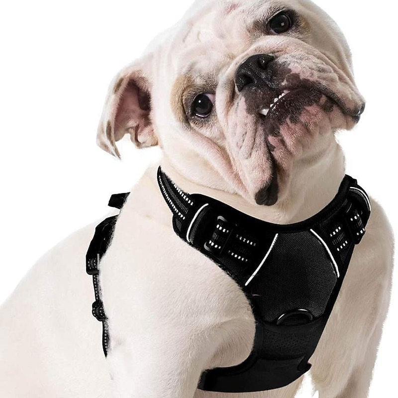 No Pull Dog Harnesses for Small Dogs Reflective Adjustable Front Clip Vest with Handle 2 Metal Rings 3 Buckles [Easy to Put on & Take Off4