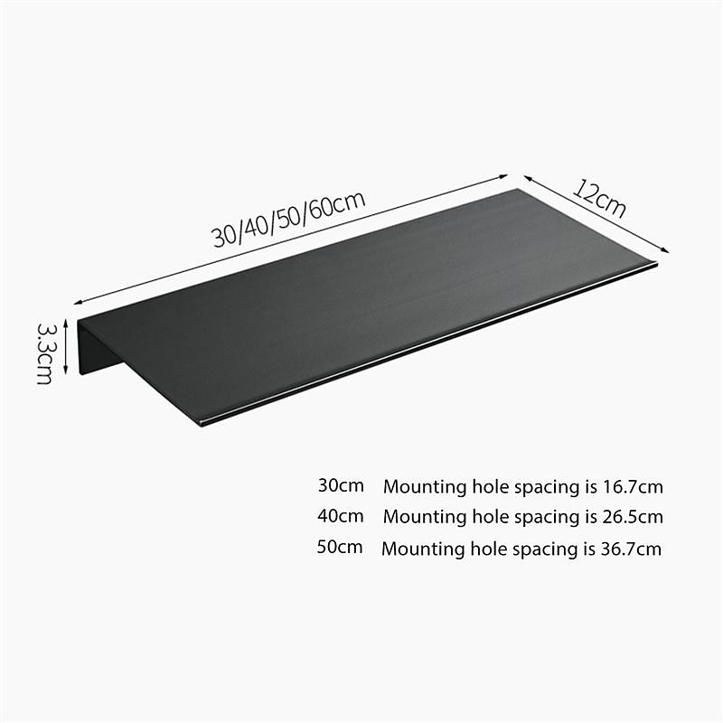 Bathroom Shelf Self-adhesive Bath Storage Rack 30-50cm Modern Space Aluminum Rust-proof Bathroom Organizer Wall Shelf (Black/White)3