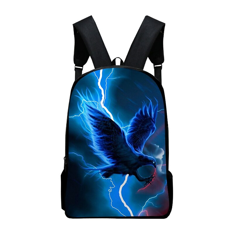 Electric Red Hawk Backpack for Teens – Fierce Lightning Bird Print School Bag for Boys and Girls, Large Capacity4