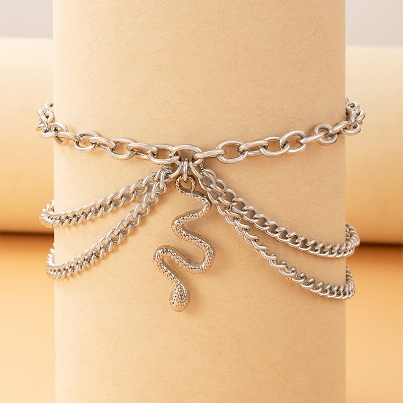 Ankle Bracelet Boho Women's Body Jewelry For Gift Daily Geometrical Alloy Silver Gold 1 PC4
