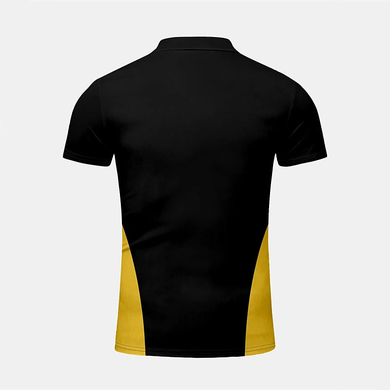 Men's Bowling Ball Sports Polo Shirts Golf Shirt Short Sleeve Polo Shirts Collared Shirts Casual Sportswear Vacation Wear 3D Print Quarter Zip Polo Black Yellow Blue2