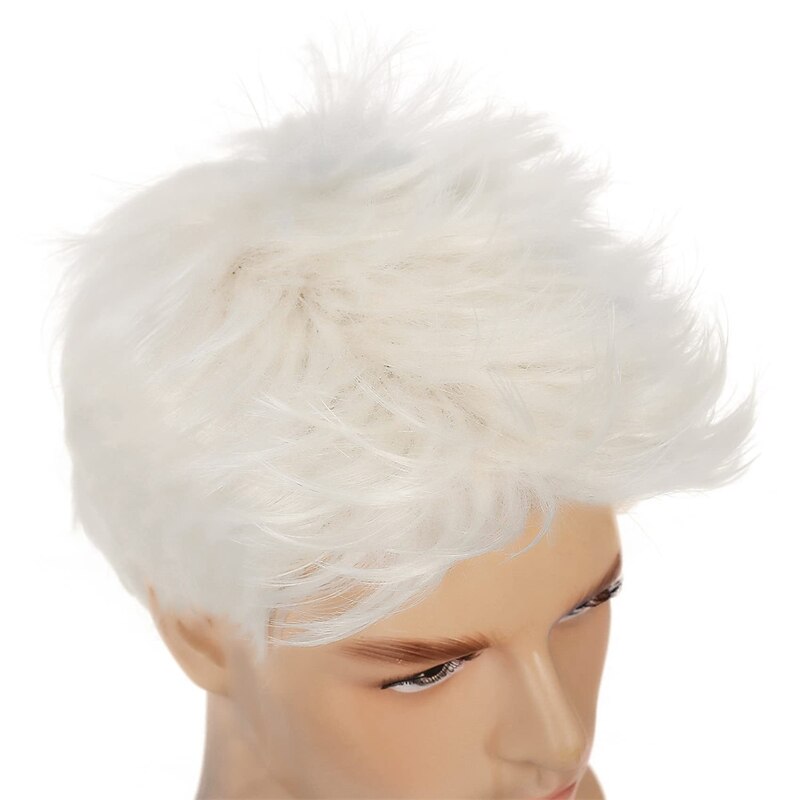 Men's Cropped Wigs Short Layered Natural Synthetic Halloween Cosplay Costume Men's Wigs3