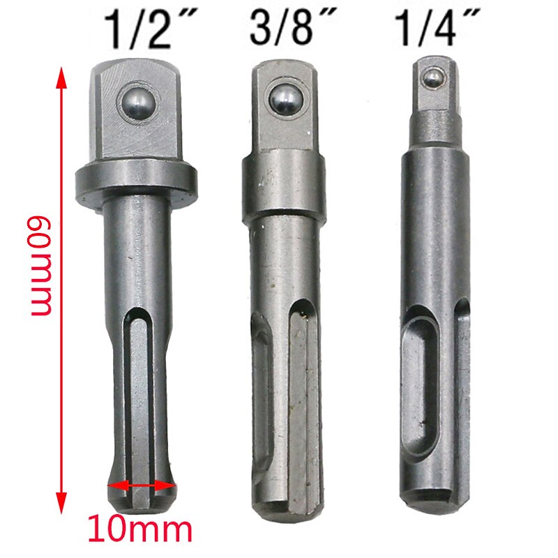 3Pcs 60mm Electric Hammer Adapter Electric Bit SDS Handle Connecting Rod Impact Drill Chuck Sleeve Adapter Tool Accessories4