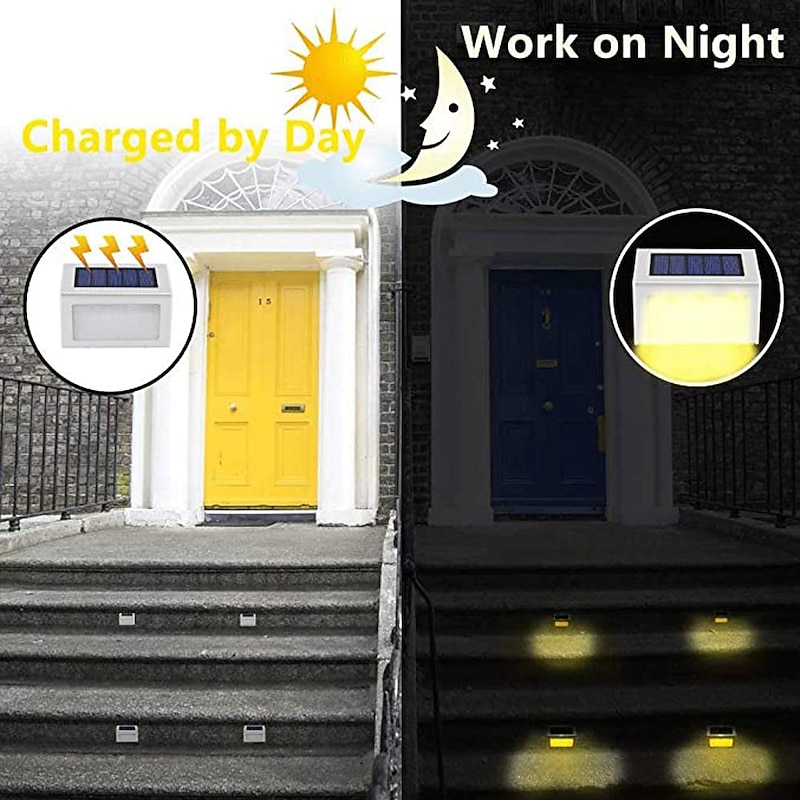 2pcs Outdoor Solar Step Light Stair Night Light Garden Courtyard Waterproof Solar Fence Corner Lighting Decoration Waterproof Stair Light3